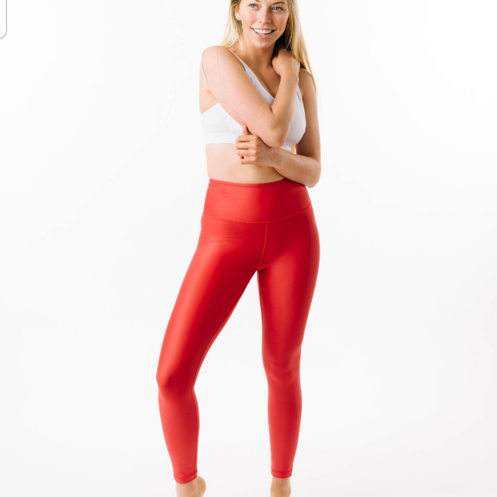 ZYIA Red Metallic Leggings